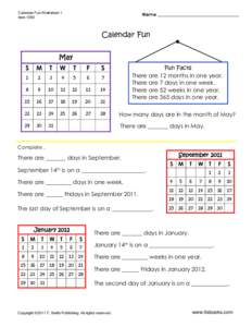 Calendar Fun Worksheet 1 Item 1050 Calendar Fun May S