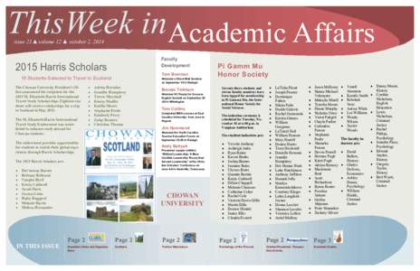 ThisWeek inAcademic Affairs issue 21 volume 12  october 2, 2014