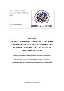 OSCE-ODIHR Final Opinion Pol Party Financing-UKR_11Sep 2014_LSU_EN