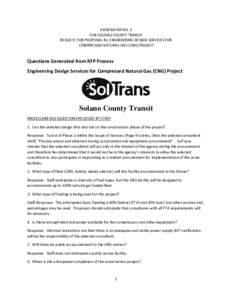 ADDENDUM NO. 3 FOR SOLANO COUNTY TRANSIT REQUEST FOR PROPOSAL for ENGINEERING DESIGN SERVICES FOR COMPRESSED NATURAL GAS (CNG) PROJECT  Questions Generated from RFP Process