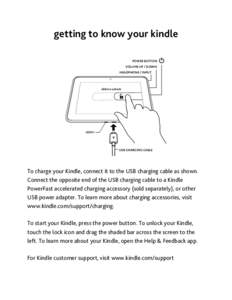 getting to know your kindle POWER BUTTON VOLUME UP / DOWN HEADPHONE / INPUT  slide to unlock