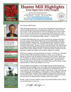 Hunter Mill Highlights From Supervisor Cathy Hudgins December2014  Newsletter