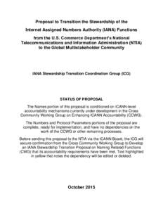 Proposal to Transition the Stewardship of the Internet Assigned Numbers Authority (IANA) Functions from the U.S. Commerce Department’s National Telecommunications and Information Administration (NTIA) to the Global Mul
