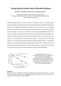 Tuning electron transfer rates at QD-oxide interfaces Hai Wang 1, 2, Erik McNellis 1, Mischa Bonn 1 and Enrique Cánovas 1,* 1 2