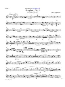 Violins 1  Sheet Music from www.mfiles.co.uk Symphony No. 5 (in C minor, Op. 67)