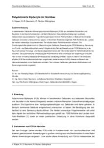 Polychlorierte Biphenyle im Hochbau  Seite 1 von 10 Polychlorierte Biphenyle im Hochbau H. Kieper, H.-D. Neumann, R. Rachor-Ebbinghaus