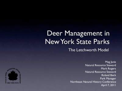 Deer Management in State Parks: The Letchworth Model