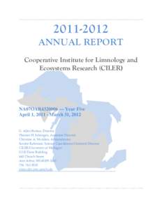 [removed]ANNUAL REPORT Cooperative Institute for Limnology and Ecosystems Research (CILER)  NA07OAR4320006 — Year Five