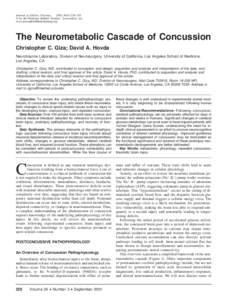 Journal of Athletic Training 2001;36(3):228–235 q by the National Athletic Trainers’ Association, Inc www.journalofathletictraining.org  The Neurometabolic Cascade of Concussion