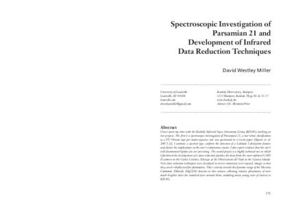 Spectroscopic Investigation of Parsamian 21 and Development of Infrared Data Reduction Techniques David Westley Mi ller ...............................................................................................