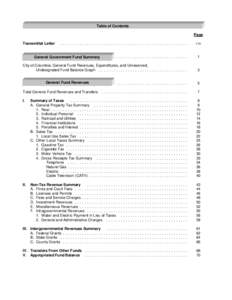 Table of Contents Page Transmittal Letter .....................................................