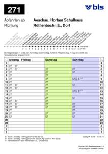 271 Abfahrten ab Richtung Aeschau, Horben Schulhaus Röthenbach i.E., Dorf