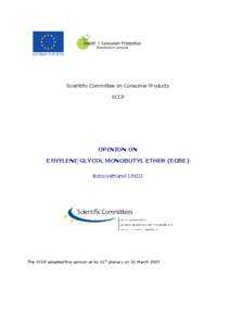 opinion of the Scientific Committee on Consumer Products on ethylene glycol monobutyl ether