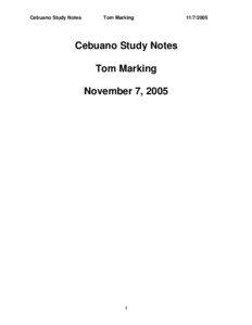 Cebuano Study Notes  Tom Marking