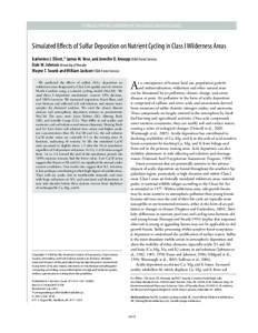 TECHNICAL REPORTS: ATMOSPHERIC POLLUTANTS AND TRACE GASES  Simulated Effects of Sulfur Deposition on Nutrient Cycling in Class I Wilderness Areas Katherine J. Elliott,* James M. Vose, and Jennifer D. Knoepp USDA Forest S