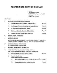 PLEASE NOTE CHANGE IN VENUE Senate 260 Helen Glass WEDNESDAY, September 6,2006 1:30 p.m.