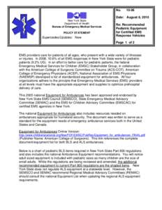 Policy Statement[removed]Recommended Pediatric Equipment for Certified EMS Response Vehicles