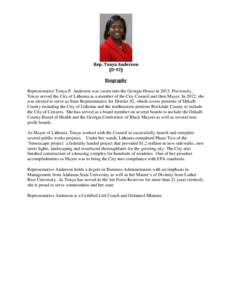 Rep. Tonya Anderson (D-92) Biography