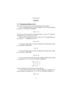 C HA PT ER 2  BASICS 2–1 Manipulating Rightmost Bits Some of the formulas in this section find application in later chapters. Use the following formula to turn off the rightmost 1-bit in a word, producing