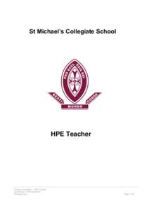 St Michael’s Collegiate School  HPE Teacher Position Description – HPE Teacher Last Review: 2013, Mar2015