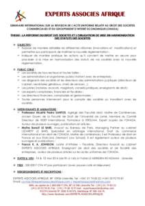 Présentation Séminaire international à Libreville (GABON) sur le nouvel Acte Uniforme OHADA révisé relatif au droit des sociétés commercial et du GIE les 14 et 15 mai 2014
