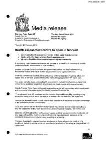 VPOL[removed]Media release The Hon Peter Ryan MP Deputy Premier Minister for State Development