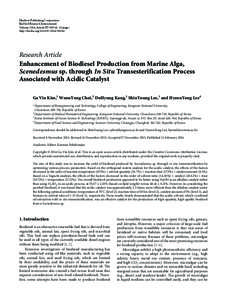 Enhancement of Biodiesel Production from Marine Alga, Scenedesmus sp. through In Situ Transesterification Process Associated with Acidic Catalyst
