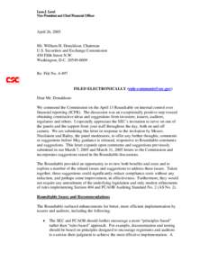 Leon J. Level Vice President and Chief Financial Officer April 26, 2005  Mr. William H. Donaldson, Chairman