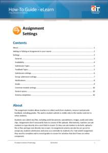 eLearn Guides - Assignment - Settings