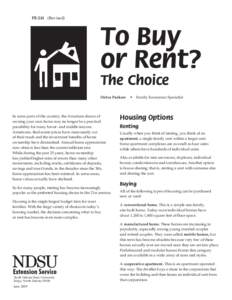 FE-241 (Revised)  To Buy or Rent? The Choice Debra Pankow