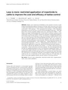 Less is more: restricted application of insecticide to cattle to improve the cost and efficacy of tsetse control