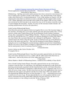 Southern Campaign American Revolution Pension Statements & Rosters Pension application of Grant Knowlton W10185 Francis [sic, Frances] fn36SC Transcribed by Will Graves[removed]