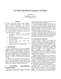 Java Music Specification Language, v103 update Nick Didkovsky  www.algomusic.com