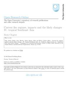 Open Research Online The Open University’s repository of research publications and other research outputs Current fire regimes, impacts and the likely changes – IV: tropical Southeast Asia