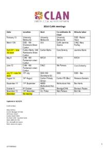 2014 CLAN meetings Date Location  February 13