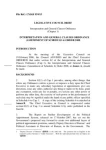 INTERPRETATION AND GENERAL CLAUSES ORDINANCE (AMENDMENT OF SCHEDULE 6) ORDER 2008