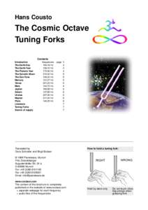 Hans Cousto  The Cosmic Octave Tuning Forks Contents Introduction