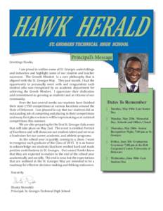 HAWK HERALD ST. GEORGES TECHNICAL HIGH SCHOOL Greetings Hawks,  Principal’s Message