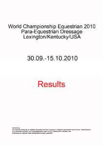 FEI WORLD PARA DRESSAGE CHAMPIONSHIP Freestyle Test - Grade Ia Result Rank