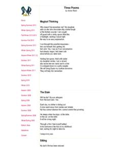 Three Poems by Anina Robb Home Spring-Summer 2013 Winter-Spring 2013