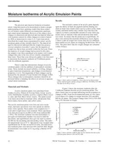 Moisture Isotherms of Acrylic Emulsion Paints Introduction Results