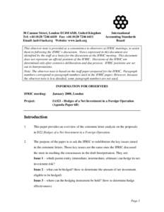 30 Cannon Street, London EC4M 6XH, United Kingdom Tel: +[removed]6410 Fax: +[removed]6411 Email: [removed] Website: www.iasb.org International Accounting Standards