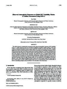 Tropical meteorology / Atmospheric dynamics / Oceanography / Aquatic ecology / Sea surface temperature / Global climate model / El Niño-Southern Oscillation / Teleconnection / Rossby wave / Atmospheric sciences / Meteorology / Physical oceanography