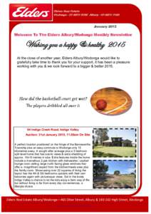 Elders Real Estate Wodonga—[removed]Albury—[removed]January[removed]Welcome To The Elders Albury/Wodonga Monthly Newsletter