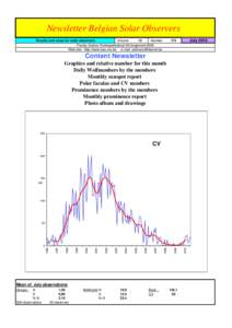 Newsletter Belgian Solar Observers Results and news for solar observers Volume 15 Number Franky Dubois Poelkapellestraat 39 langemark 8920