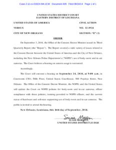 Case 2:12-cv[removed]SM-JCW Document 405 Filed[removed]Page 1 of 1  UNITED STATES DISTRICT COURT EASTERN DISTRICT OF LOUISIANA UNITED STATES OF AMERICA