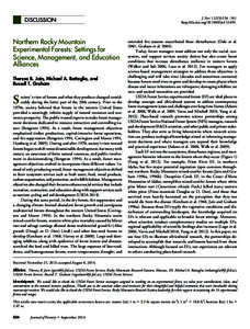 DISCUSSION  Northern Rocky Mountain Experimental Forests: Settings for Science, Management, and Education Alliances