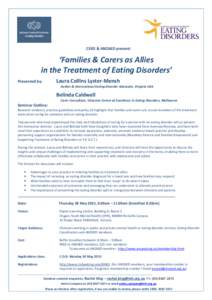 CEED & ANZAED present:  ‘Families & Carers as Allies in the Treatment of Eating Disorders’ Laura Collins Lyster-Mensh