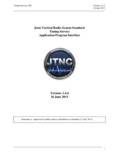 Timing Service API  Version[removed]June[removed]Joint Tactical Radio System Standard