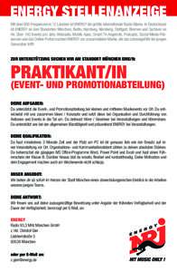 Mit über 600 Frequenzen in 12 Ländern ist ENERGY die größte internationale Radio-Marke. In Deutschland ist ENERGY an den Standorten München, Berlin, Hamburg, Nürnberg, Stuttgart, Bremen und Sachsen on Air. Über 10
